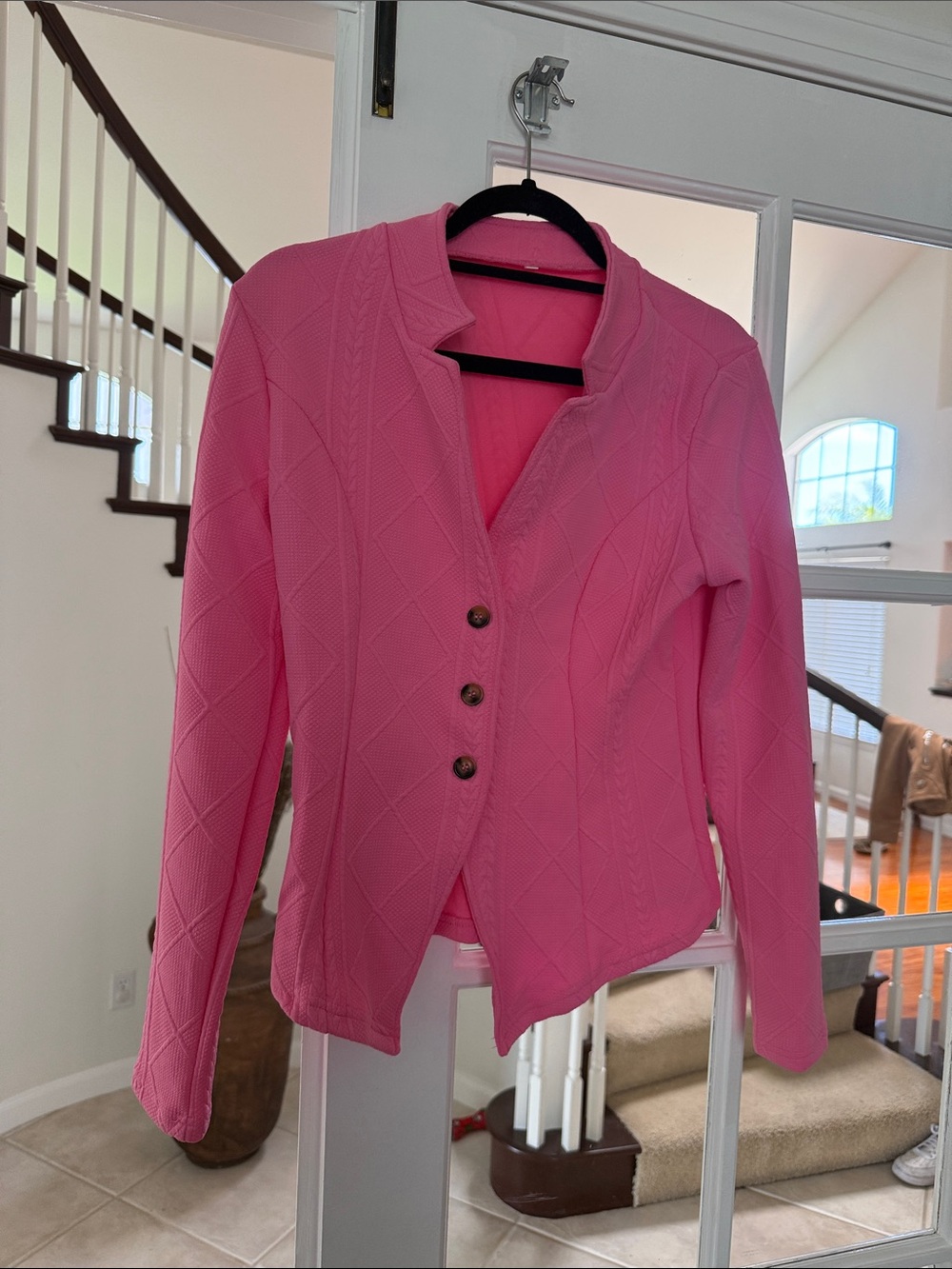 NWOT Women's Size Small “Barbie” Pink Quilted Button-Front Jacket